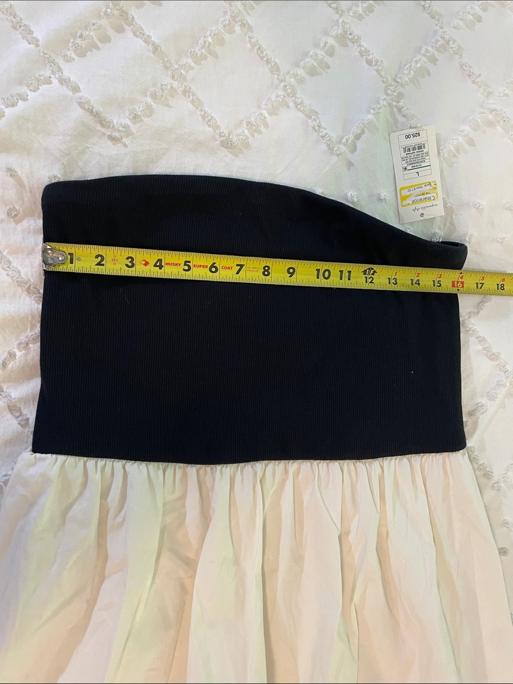 a new day Black Ribbed Strapless dress with bubble, hem, black and cream nwt - Picture 12 of 15